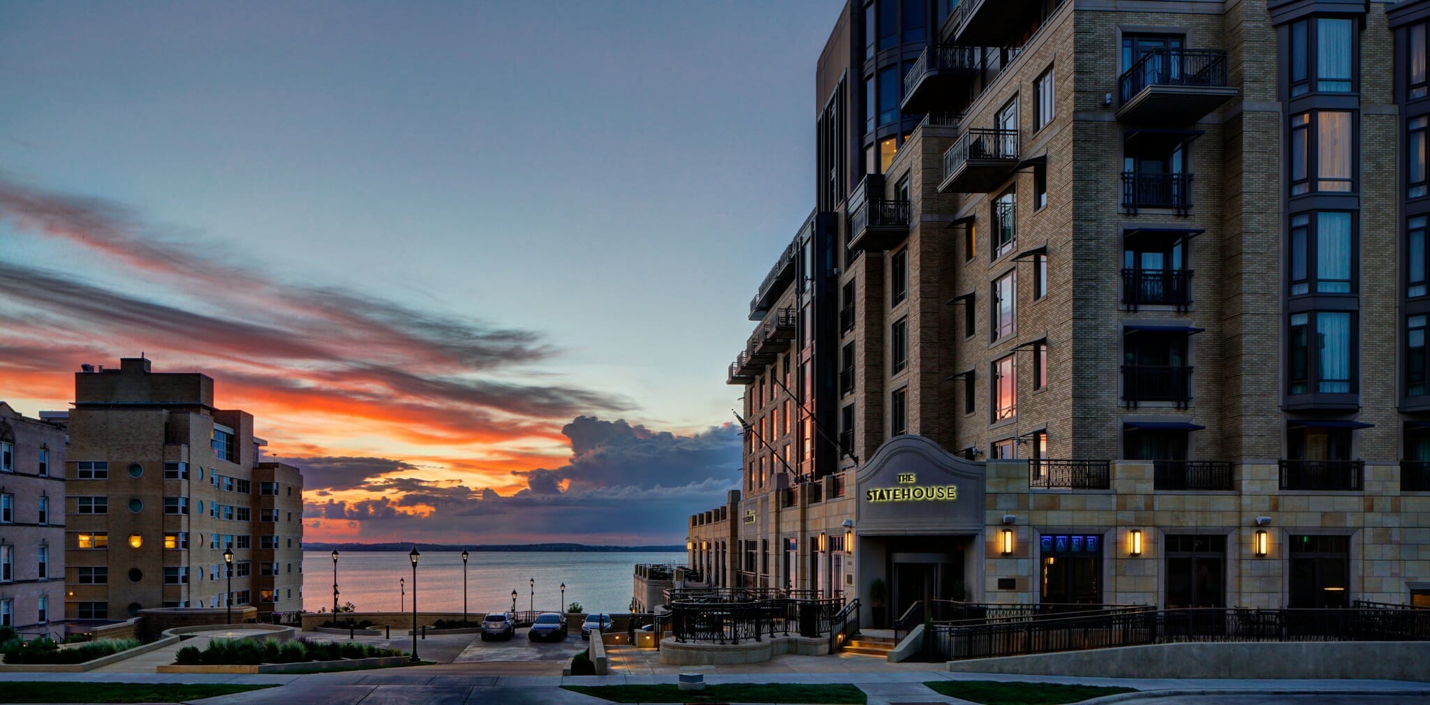 View of The Edgewater at Sunset