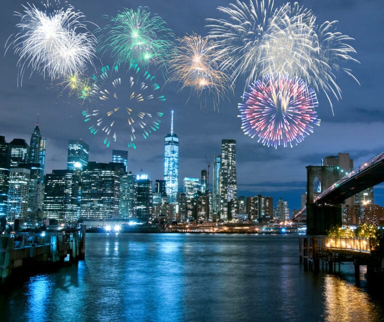 Cityscape with Fireworks