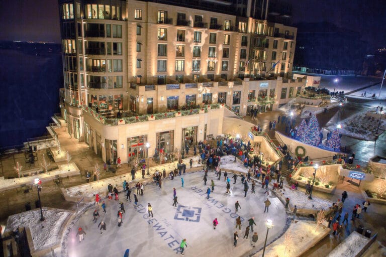 View of The Edgewater Ice Rink at Night