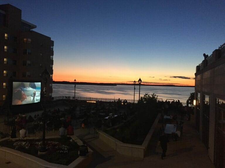 outdoor moving showing at sunset